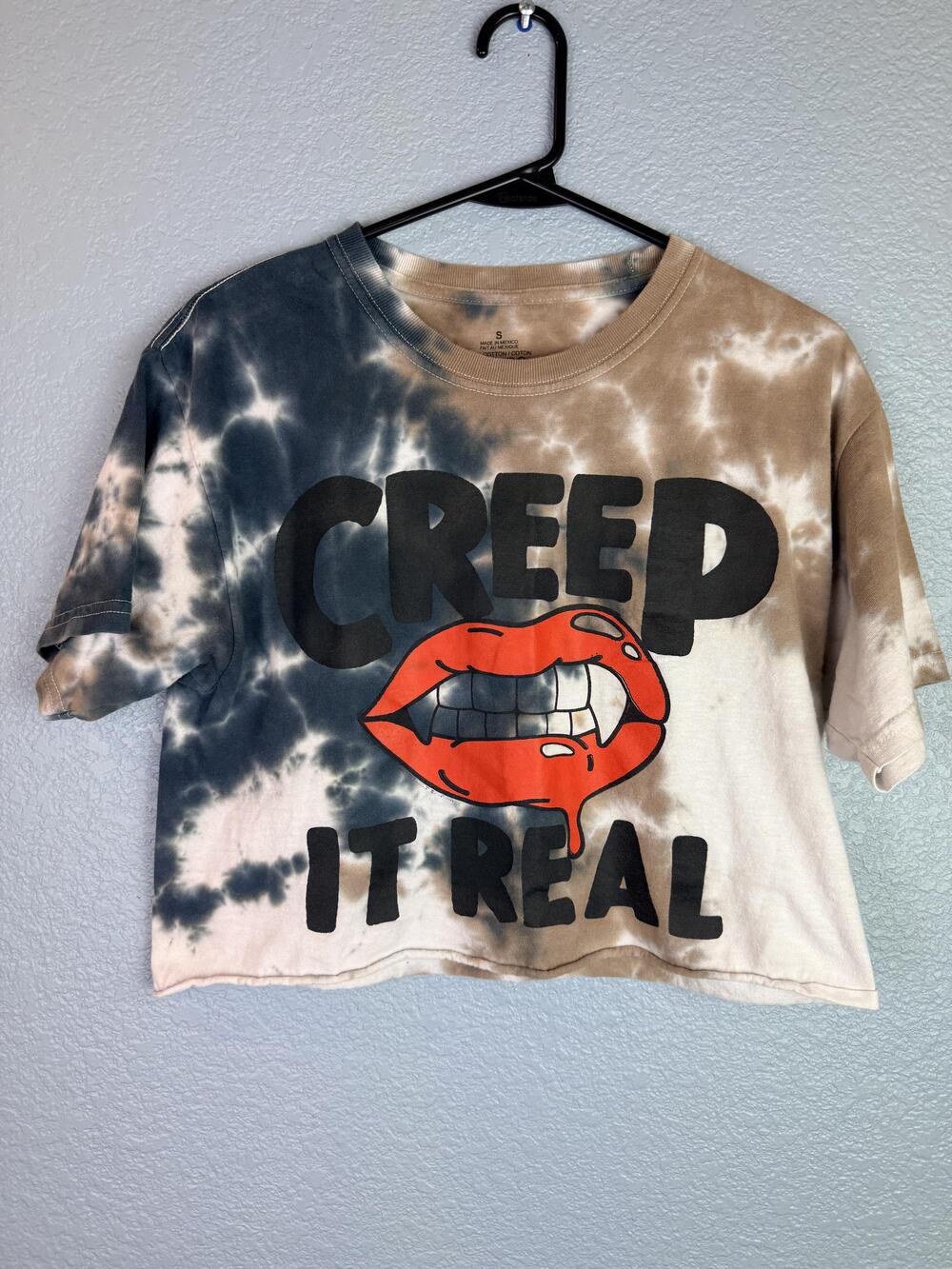 Creep It Real Shirt Womens Small Tie Dye Cropped Halloween Graphic Top